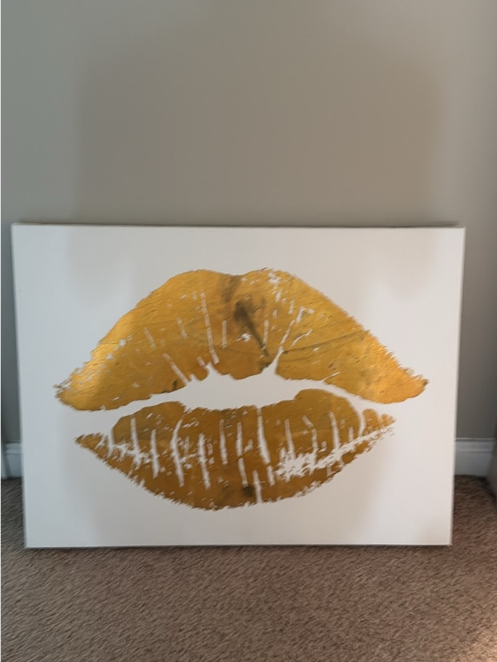 Gold Kiss Wall Art Print - Contemporary Lip Print